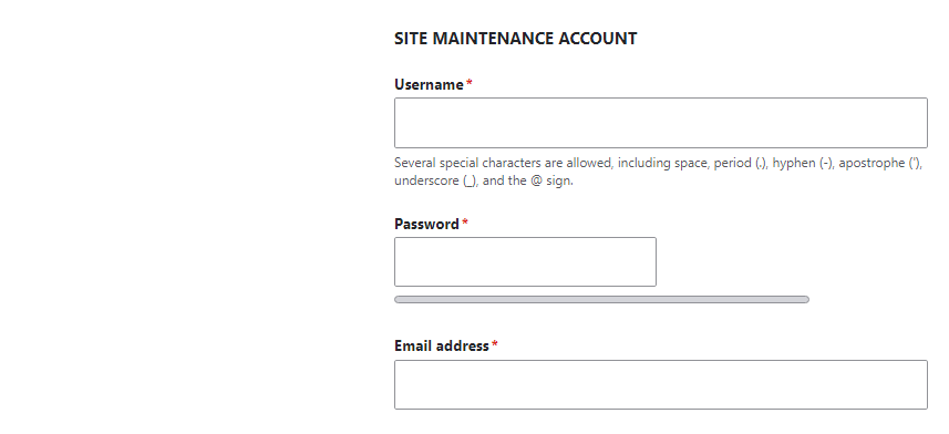 site maintenance account