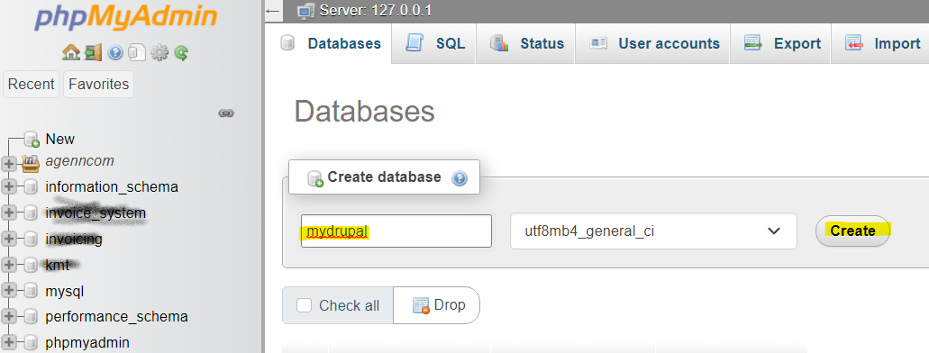 create database