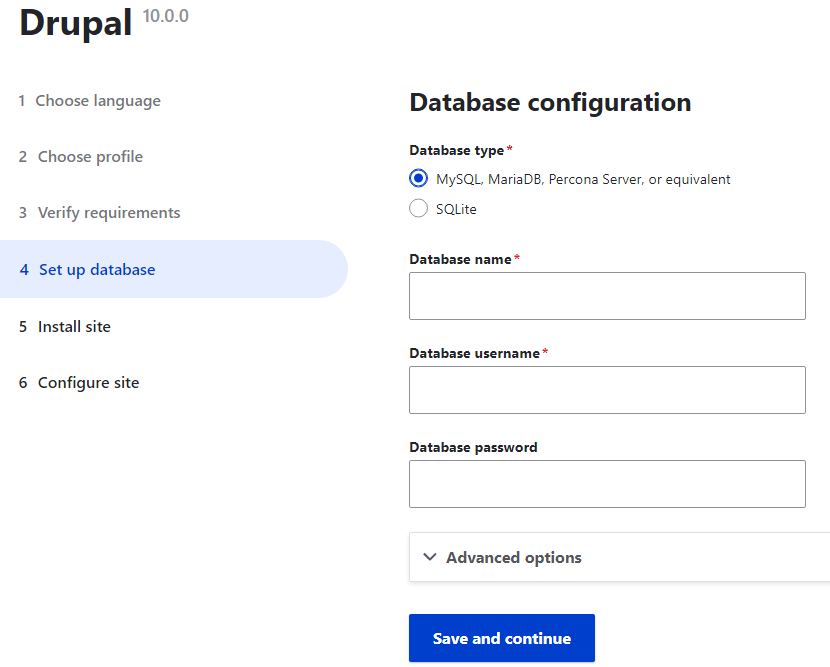 database configuration
