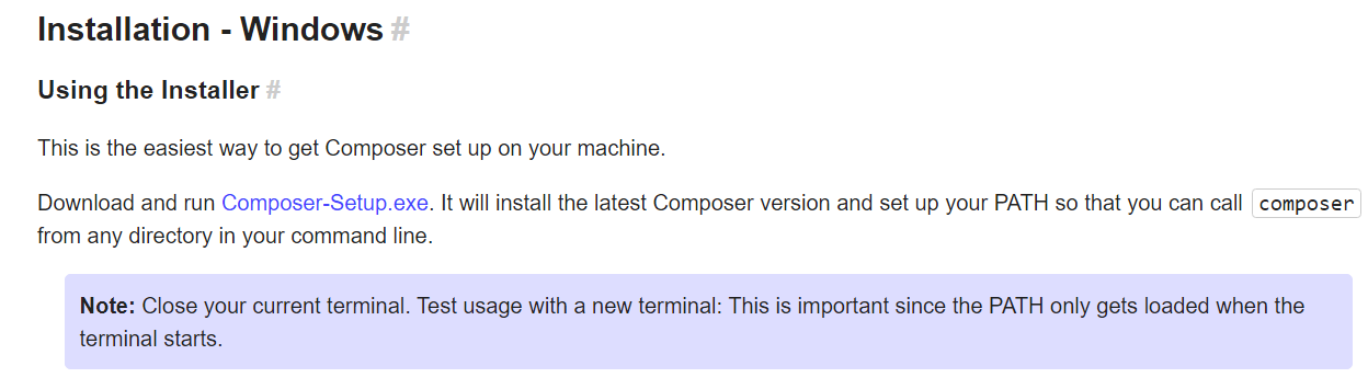install composer on windows