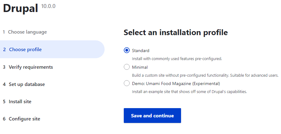 select and install profile