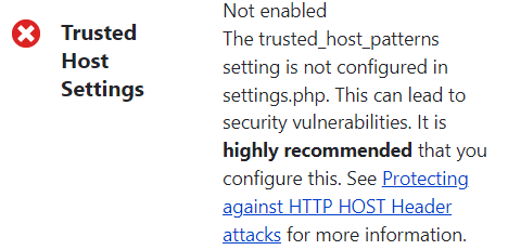 Trusted Host Settings Not enabled